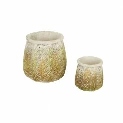 Zingz & Thingz Ancient Leaf Concrete Flower Pot (Set of 2)