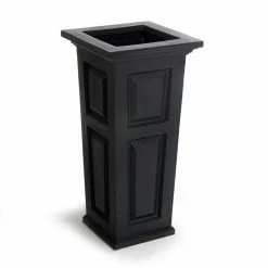 Mayne Nantucket 32 in. Tall Self-Watering Black Polyethylene Planter