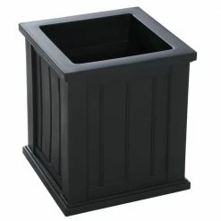 Mayne Cape Cod 16 in. Square Self-Watering Black Polyethylene Planter