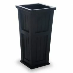 Mayne Cape Cod 32 in. Tall Self-Watering Black Polyethylene Planter