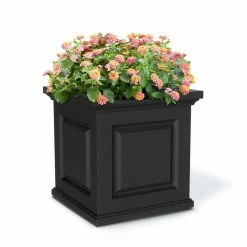 Mayne Nantucket 20 in. Square Self-Watering Black Polyethylene Planter