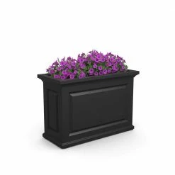 Mayne Nantucket 36 in. Self-Watering Black Polyethylene Trough