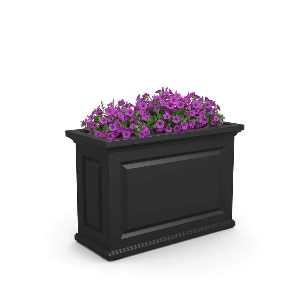 Mayne Nantucket 36 in. Self-Watering Black Polyethylene Trough