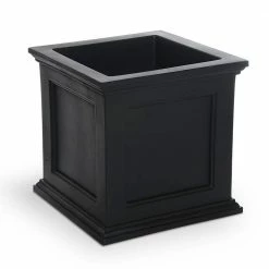 Mayne Fairfield 20 in. Square Self-Watering Black Polyethylene Planter