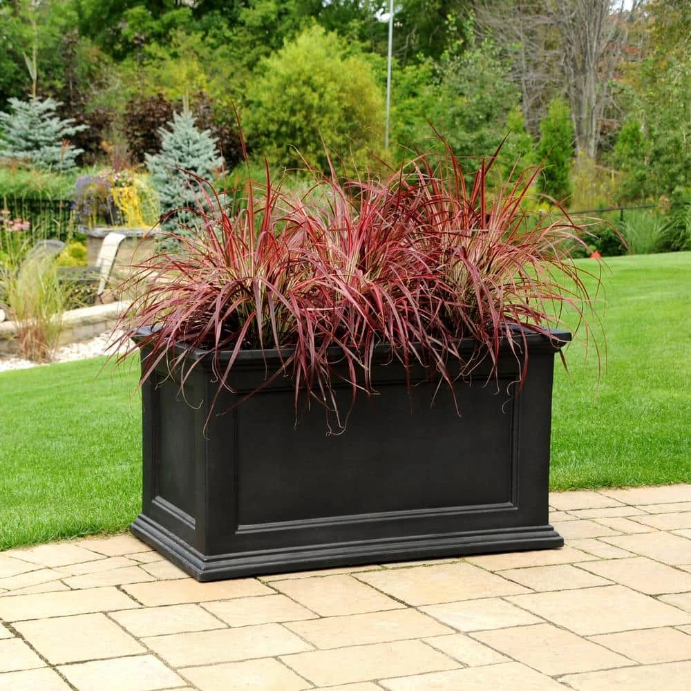 Mayne Fairfield 20 in. x 36 in. Self-Watering Black Polyethylene Planter - Image 5