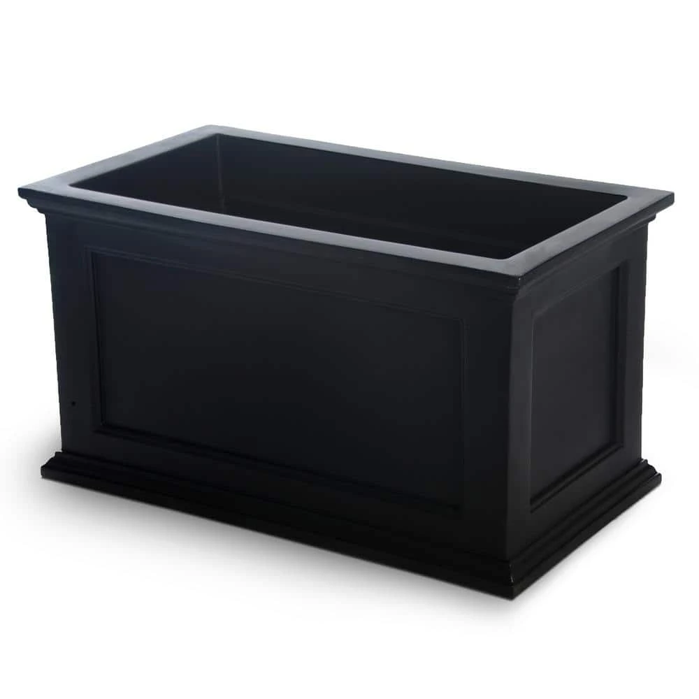 Mayne Fairfield 20 in. x 36 in. Self-Watering Black Polyethylene Planter