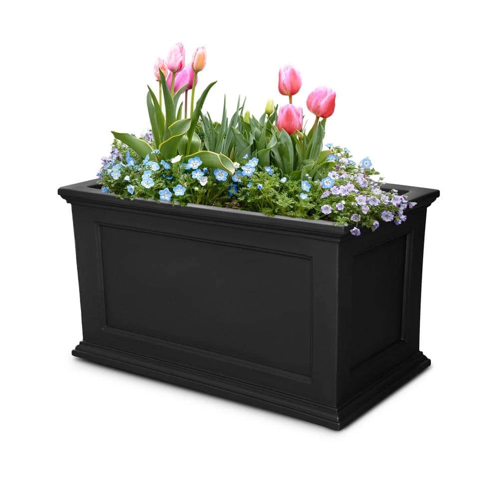 Mayne Fairfield 20 in. x 36 in. Self-Watering Black Polyethylene Planter - Image 3
