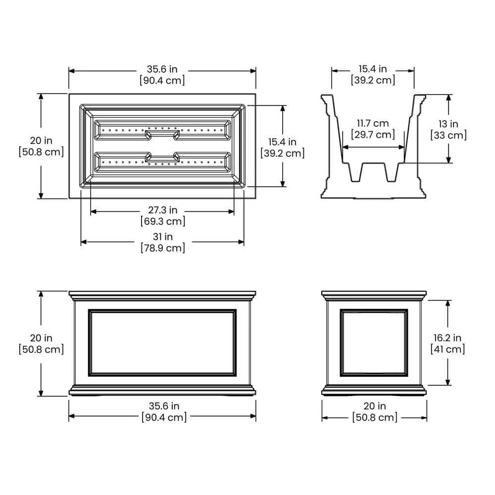 Mayne Fairfield 20 in. x 36 in. Self-Watering Black Polyethylene Planter - Image 9