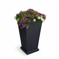 Mayne Wellington 28 in. Tall Black Polyethylene Planter