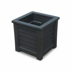 Mayne Lakeland 16 in. Square Self-Watering Black Polyethylene Planter