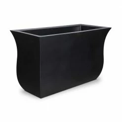 Mayne Valencia 36 in. x 16 in. x 22 in. Black Long Polyethylene Planter