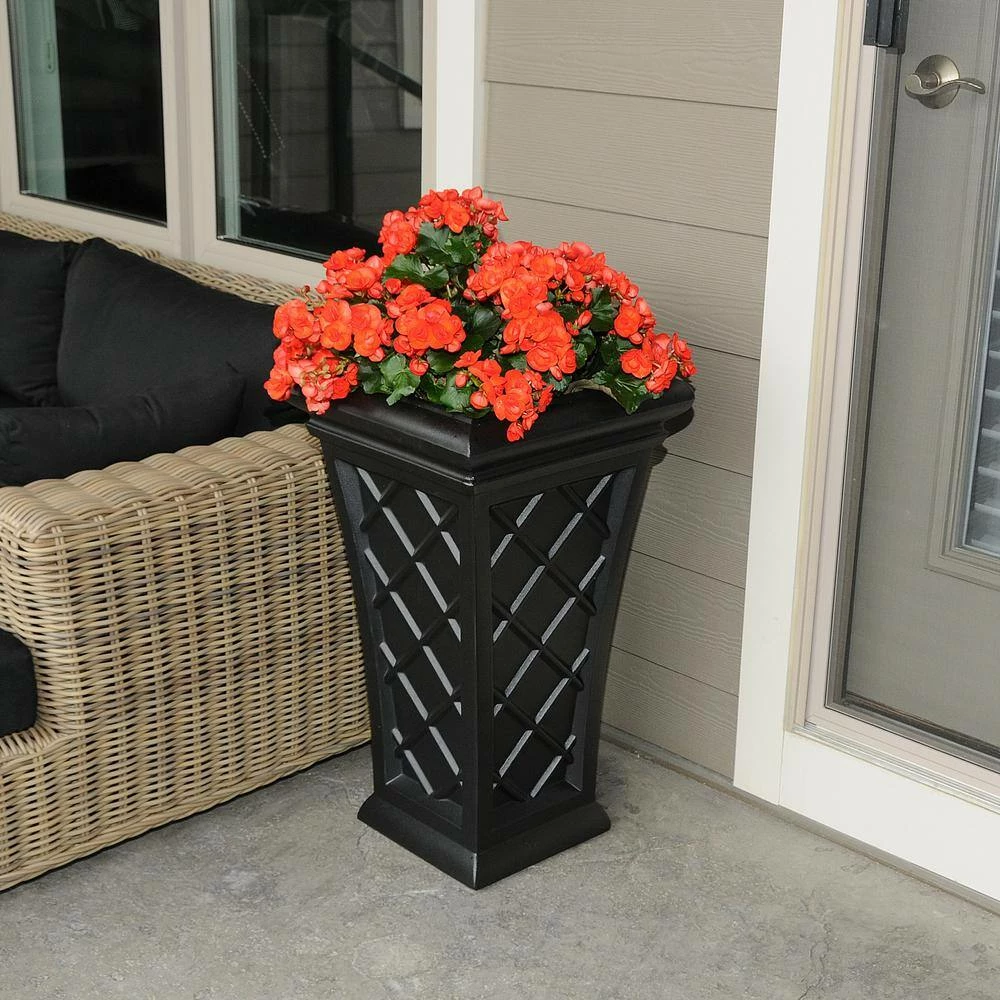 Mayne Georgian 28 in. Tall Self-Watering Black Polyethylene Planter - Image 3