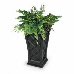Mayne Georgian 28 in. Tall Self-Watering Black Polyethylene Planter