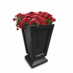 Mayne Aberdeen 25 in. Tall Self-Watering Black Polyethylene Planter