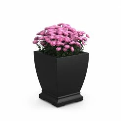 Mayne Acadia 16 in. Square Self-Watering Black Polyethylene Planter