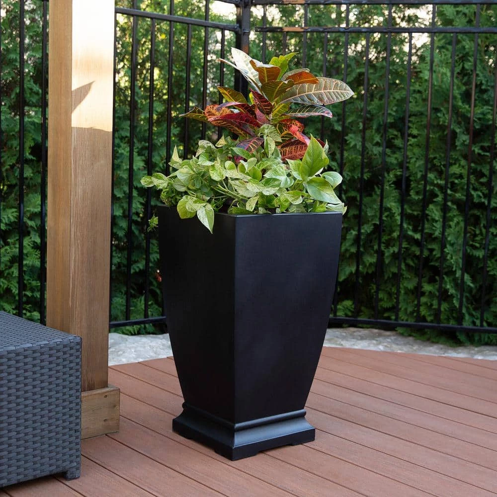 Mayne Acadia 28 in. Tall Self-Watering Black Polyethylene Planter - Image 6