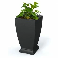 Mayne Acadia 28 in. Tall Self-Watering Black Polyethylene Planter