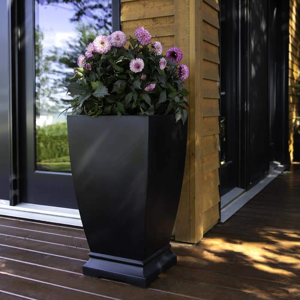 Mayne Acadia 28 in. Tall Self-Watering Black Polyethylene Planter - Image 2