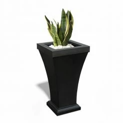 Mayne Bordeaux 40 in. Tall Black Polyethylene Planter