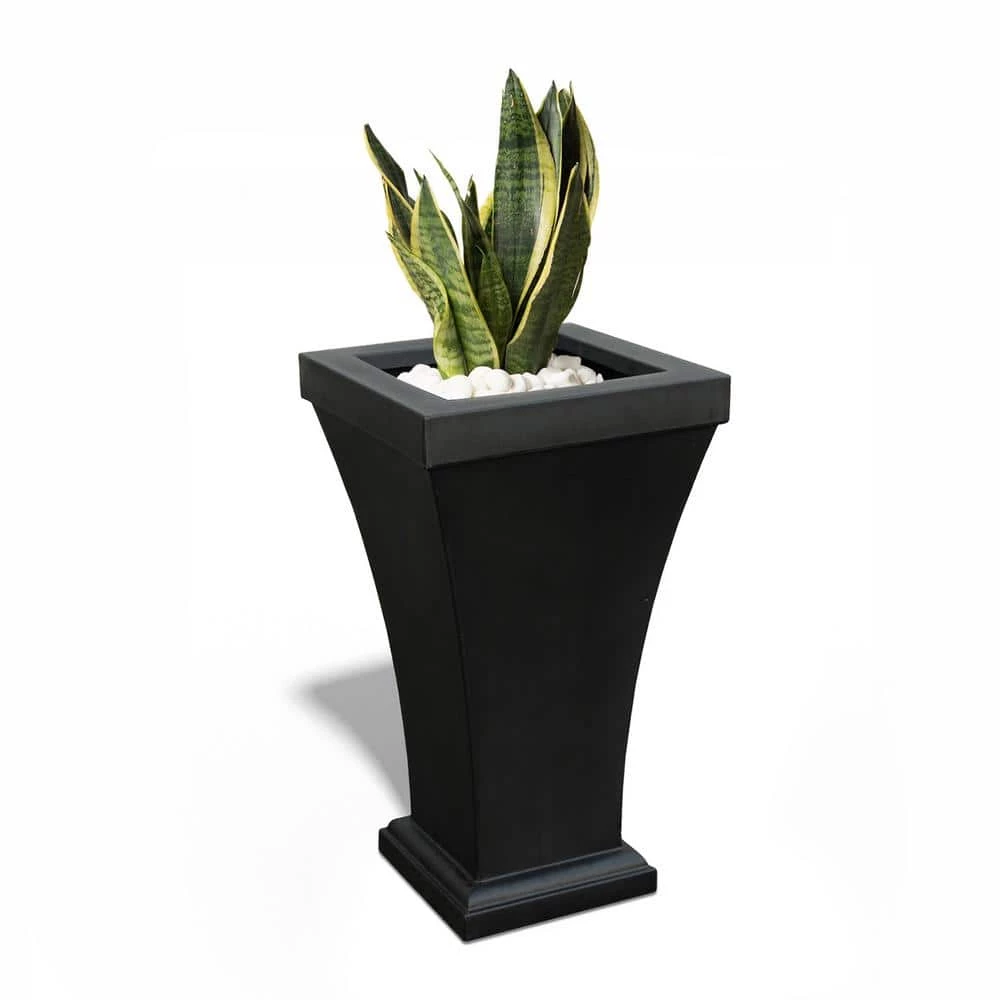 Mayne Bordeaux 40 in. Tall Black Polyethylene Planter