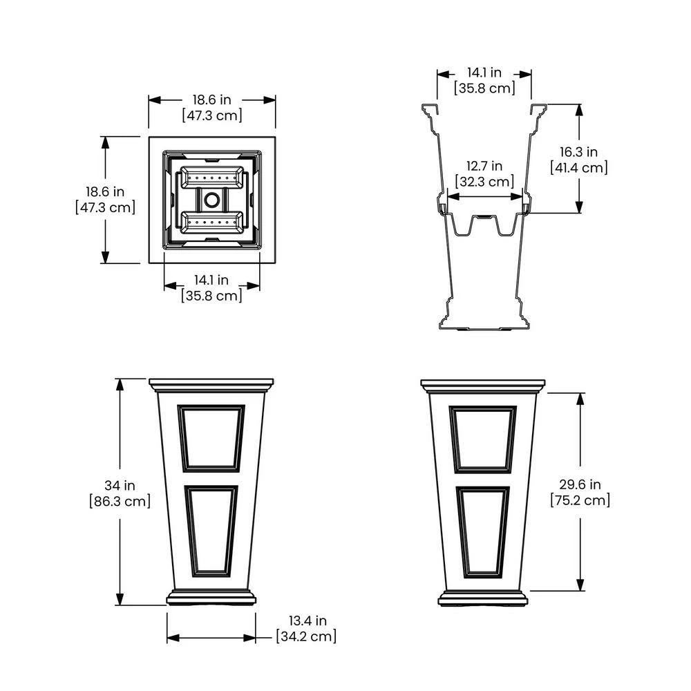 Mayne Fairfield 34 in. Tall Self-Watering Black Polyethylene Planter - Image 6