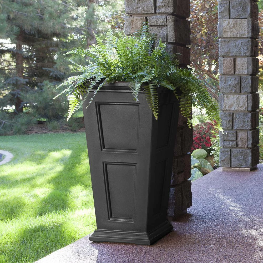 Mayne Fairfield 34 in. Tall Self-Watering Black Polyethylene Planter - Image 4