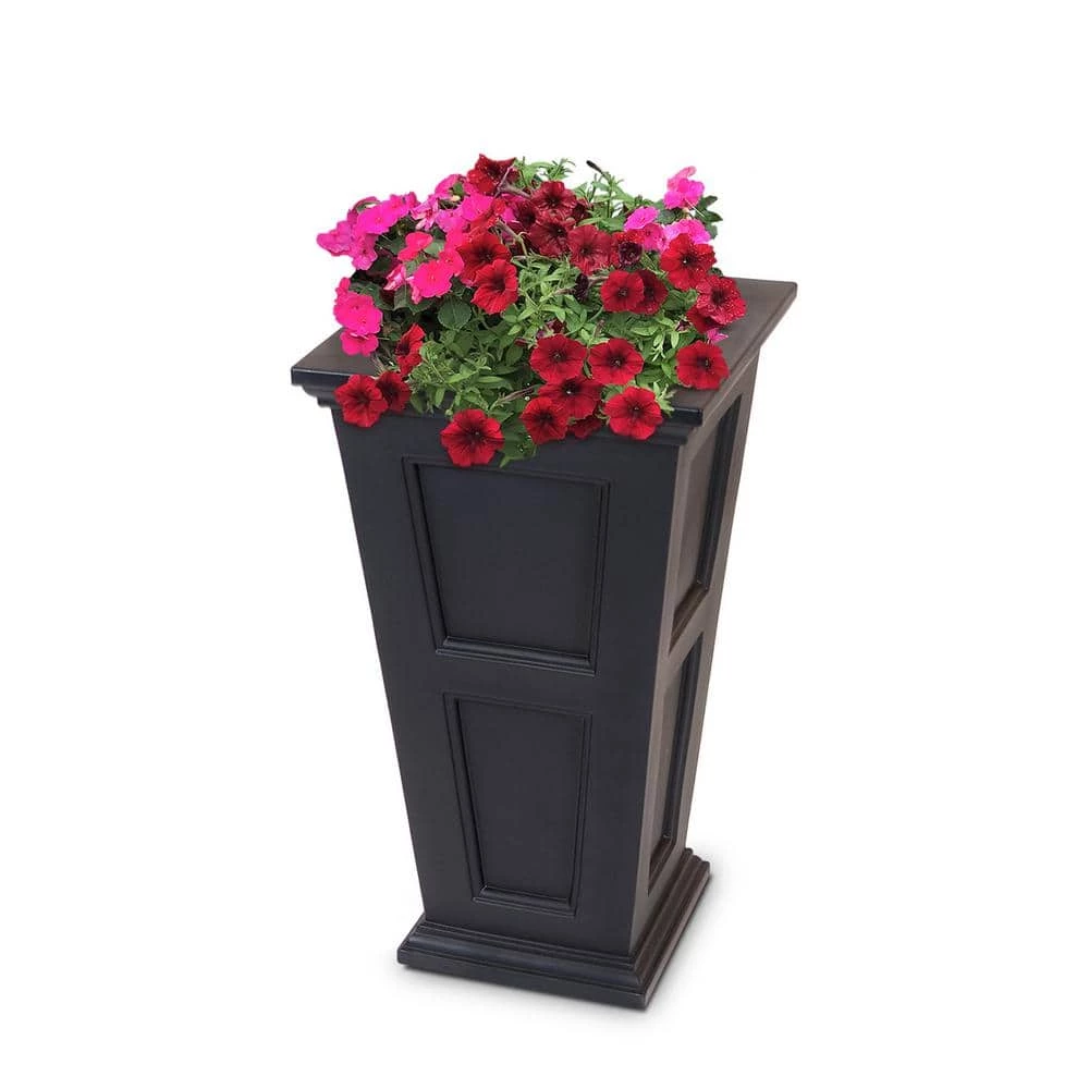 Mayne Fairfield 34 in. Tall Self-Watering Black Polyethylene Planter