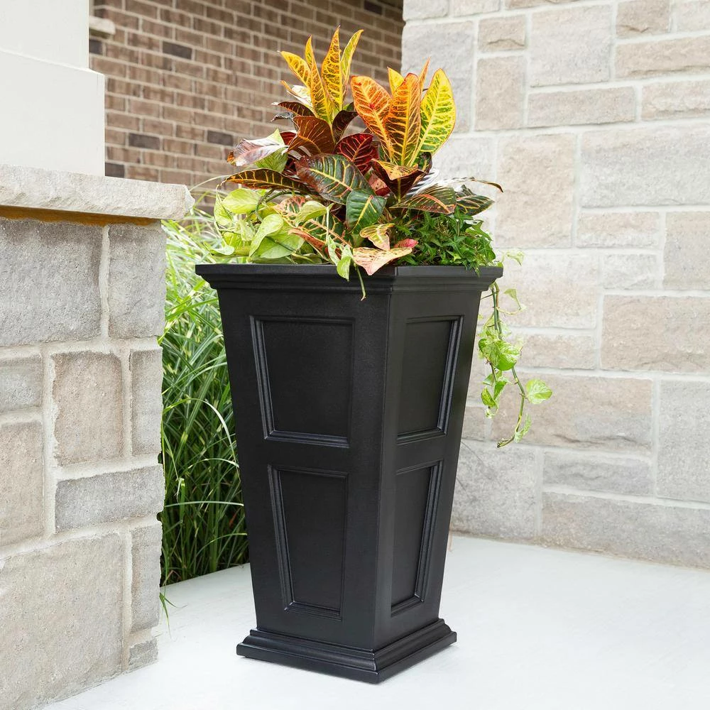 Mayne Fairfield 34 in. Tall Self-Watering Black Polyethylene Planter - Image 3