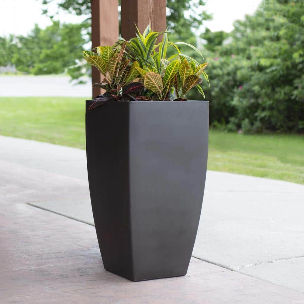 Mayne Kobi 38 in. Tall Black Self-Watering Polyethylene Planter - Image 5