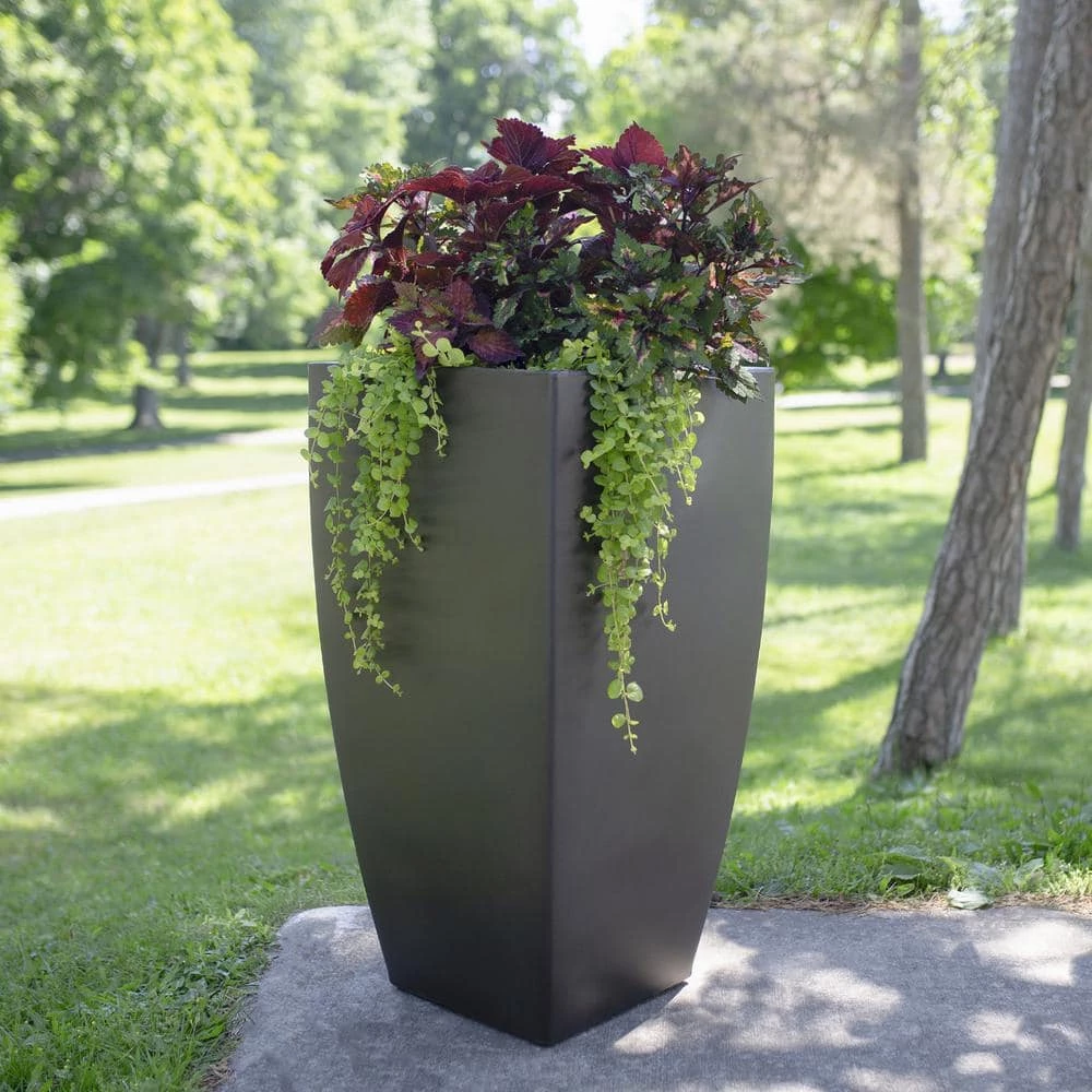 Mayne Kobi 38 in. Tall Black Self-Watering Polyethylene Planter - Image 4