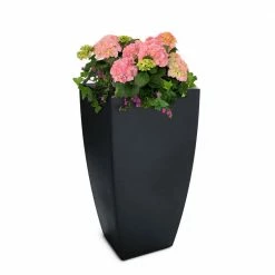 Mayne Kobi 38 in. Tall Black Self-Watering Polyethylene Planter