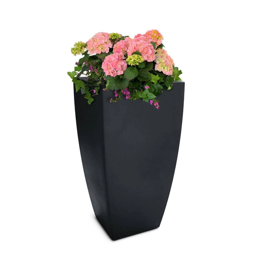 Mayne Kobi 38 in. Tall Black Self-Watering Polyethylene Planter
