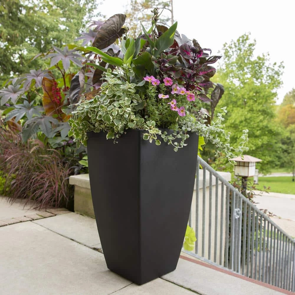 Mayne Kobi 38 in. Tall Black Self-Watering Polyethylene Planter - Image 3