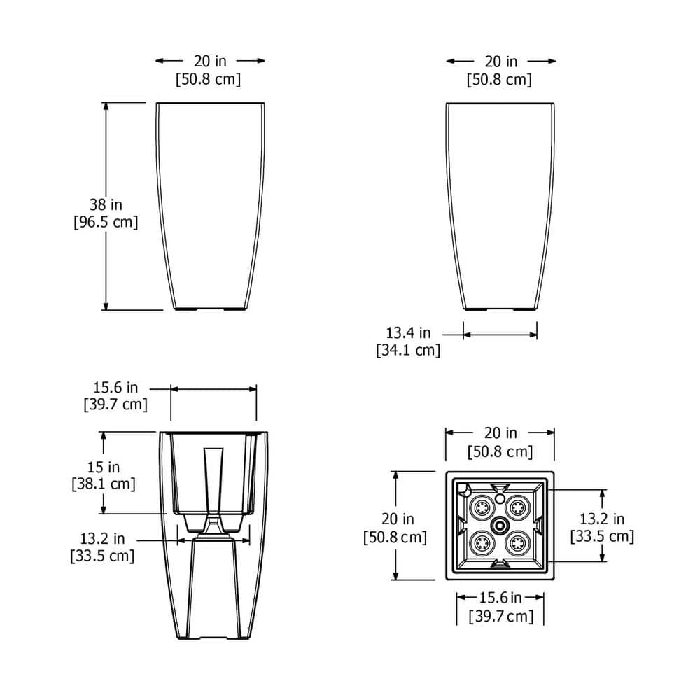 Mayne Kobi 38 in. Tall Black Self-Watering Polyethylene Planter - Image 7