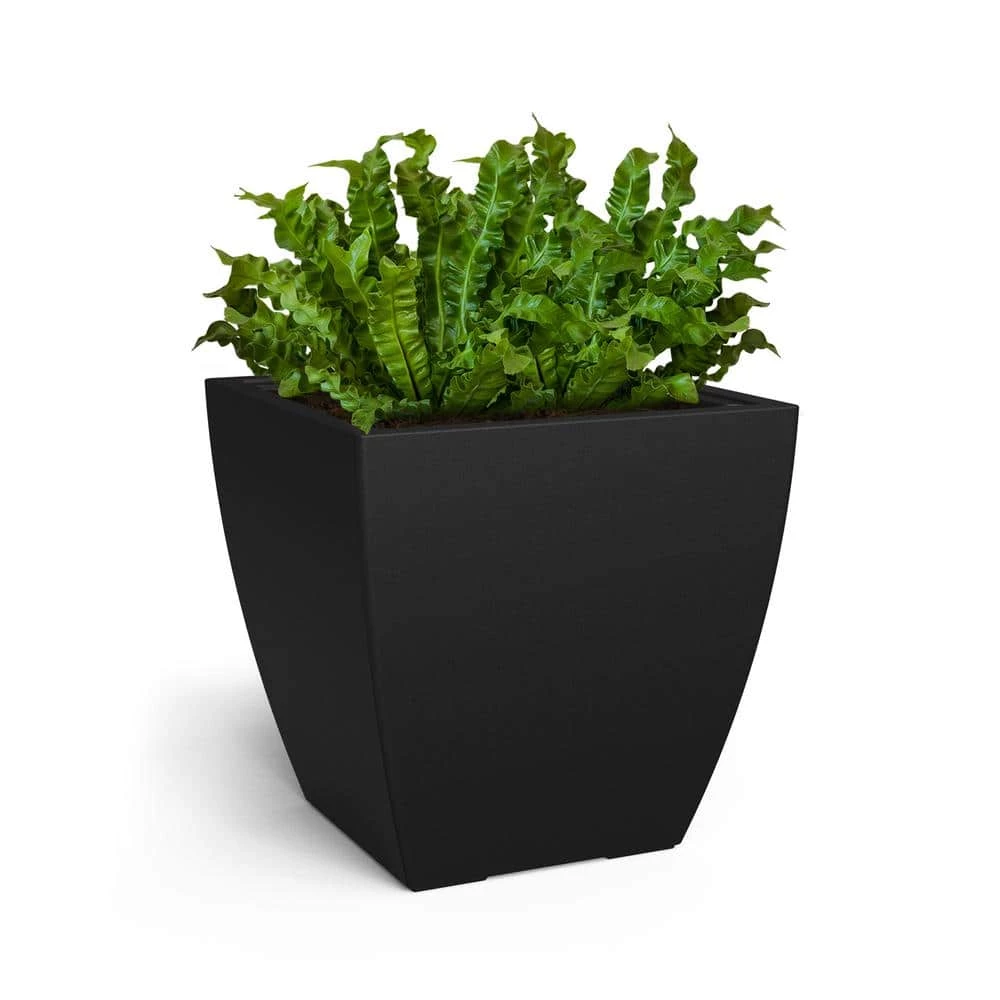 Mayne Kobi 24 in. x 24 in. Black Polyethylene Self-Watering Planter