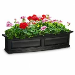 Mayne Nantucket 48 in. x 11.5 in. Self-Watering Black Polyethylene Window Box
