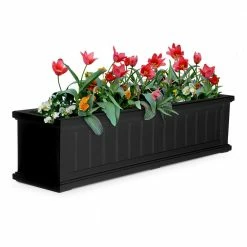 Mayne Cape Cod 48 in. x 11 in. Self-Watering Black Polyethylene Window Box