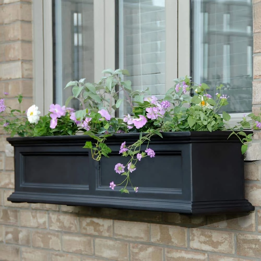 Mayne Fairfield 48 in. x 11 in. Self-Watering Black Polyethylene Window Box - Image 4