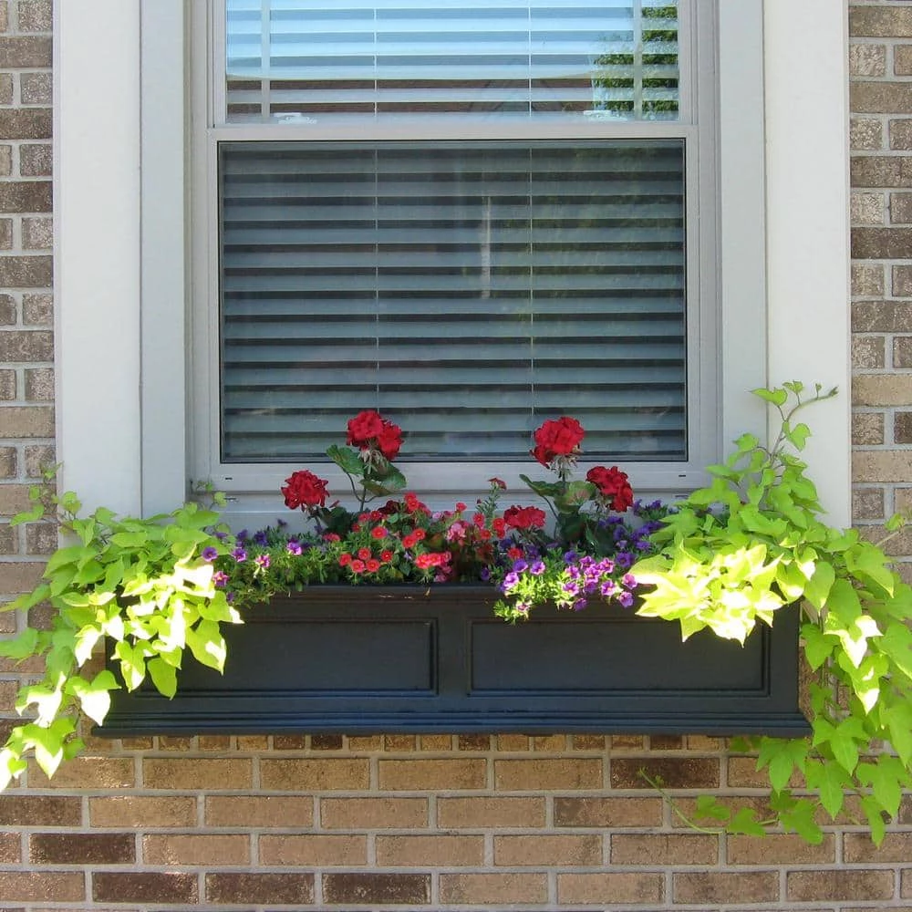 Mayne Fairfield 48 in. x 11 in. Self-Watering Black Polyethylene Window Box - Image 3