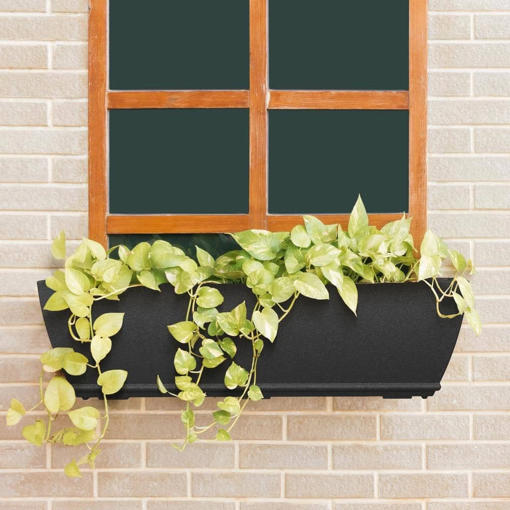 Mayne Acadia 36 in. x 11 in. Self-Watering Black Polyethylene Window Box - Image 4
