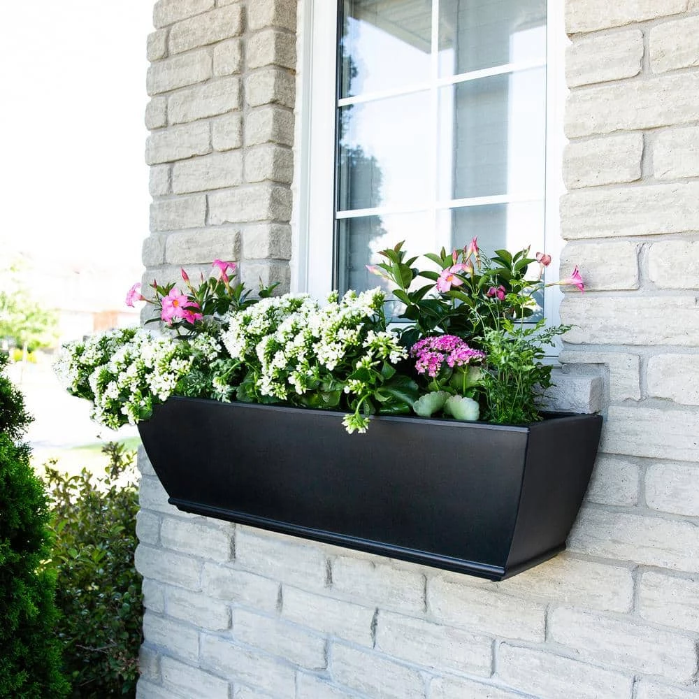 Mayne Acadia 36 in. x 11 in. Self-Watering Black Polyethylene Window Box - Image 3