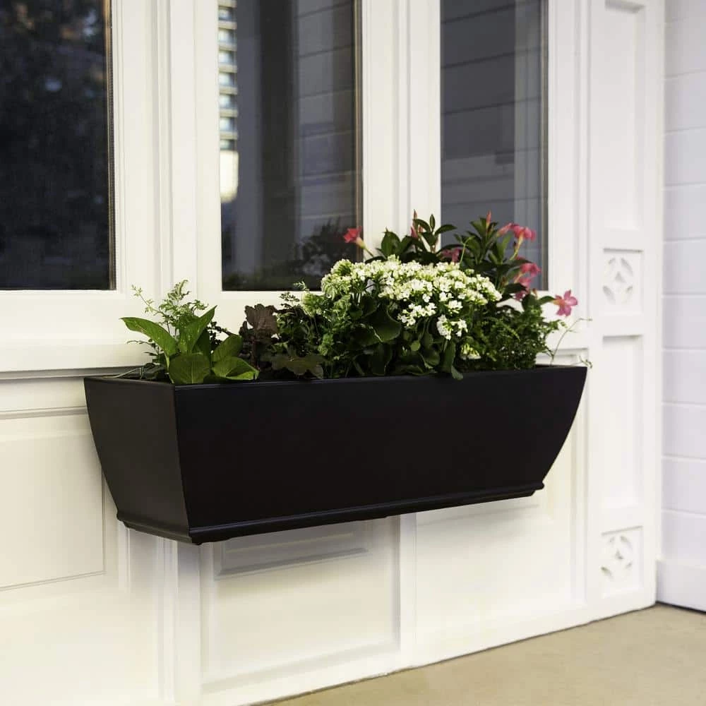 Mayne Acadia 36 in. x 11 in. Self-Watering Black Polyethylene Window Box - Image 2