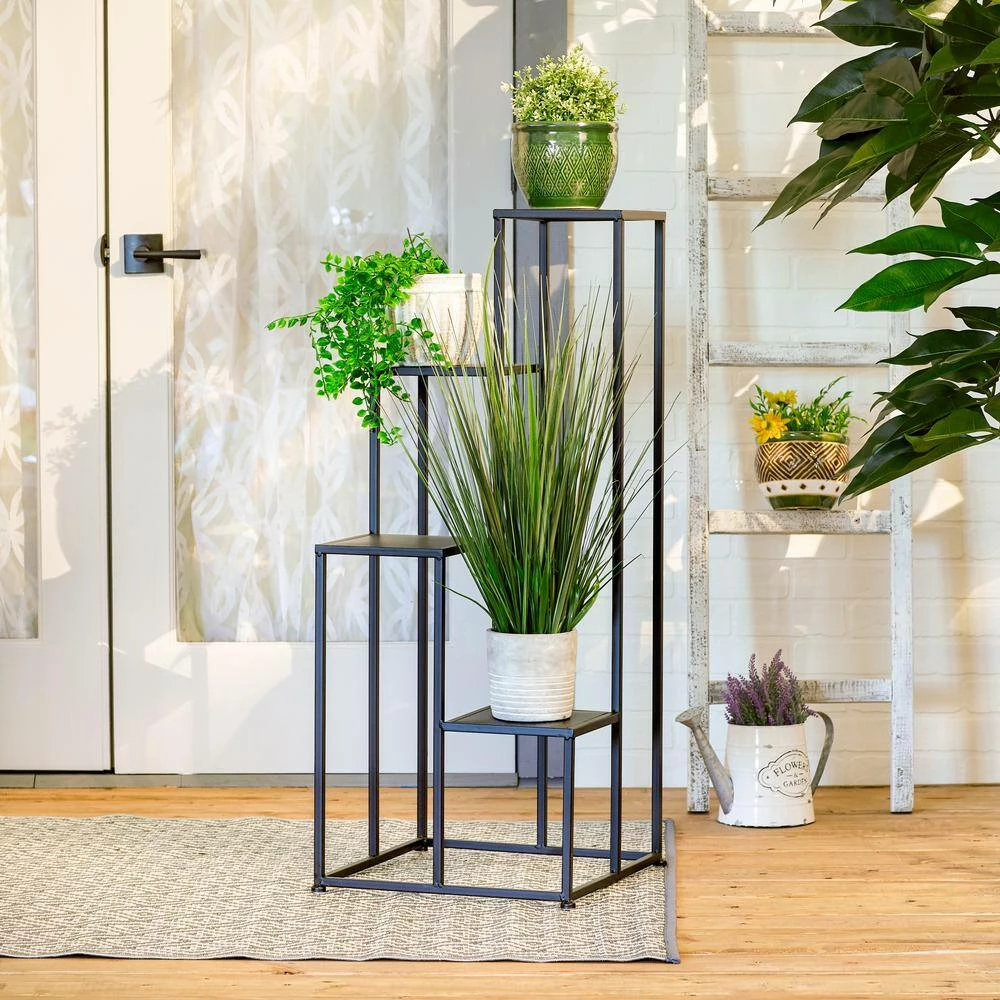 Zingz & Thingz 15.75 in. x 15.75 in. x 39.25 in. Modern Iron Plant Stand 4-Tier - Image 3