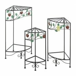 Zingz & Thingz 27.5 in., 23.5 in. and 19.5 in. Country Apple Iron Plant Stand (set of 3)