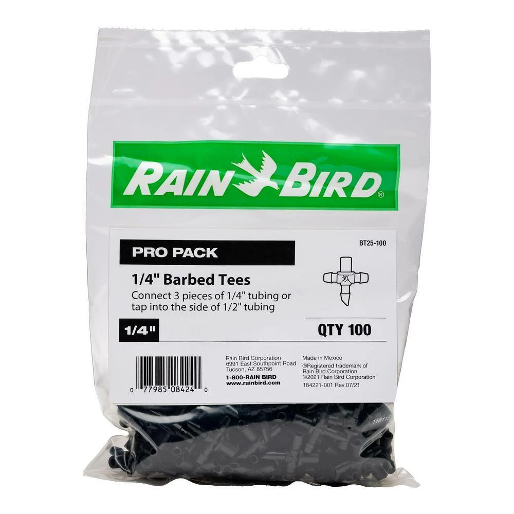 Rain Bird 1/4 in. Barbed Tee (100-Pack) - Image 4