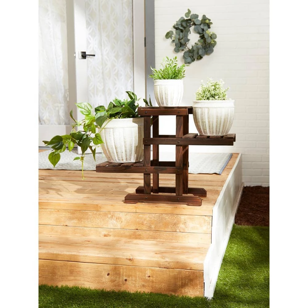 Zingz & Thingz 27.75 in. x 9.5 in. x 19.5 in. Zigzag Pallet Iron Plant Stand 3-Tier - Image 7