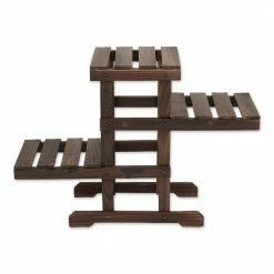 Zingz & Thingz 27.75 in. x 9.5 in. x 19.5 in. Zigzag Pallet Iron Plant Stand 3-Tier