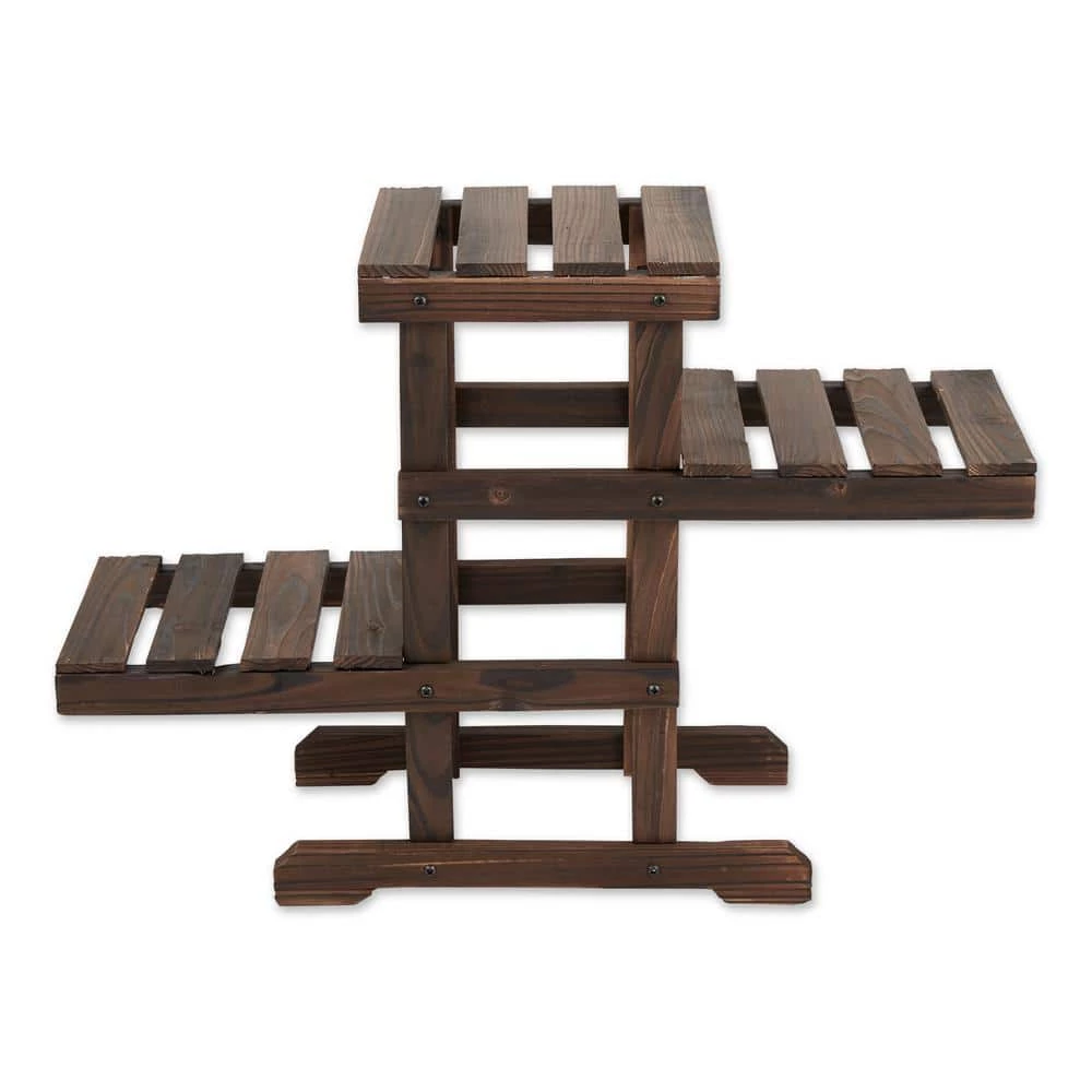 Zingz & Thingz 27.75 in. x 9.5 in. x 19.5 in. Zigzag Pallet Iron Plant Stand 3-Tier