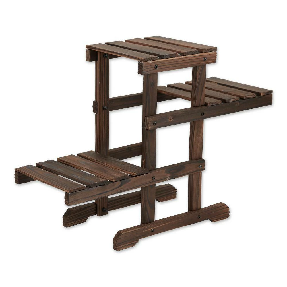 Zingz & Thingz 27.75 in. x 9.5 in. x 19.5 in. Zigzag Pallet Iron Plant Stand 3-Tier - Image 2