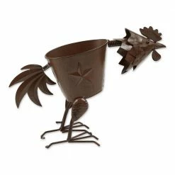 Zingz & Thingz 18 in. x 6 in. x 13 in. Pecking Rooster Iron Planter